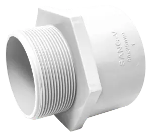 White PVC reducing male threaded adaptor
