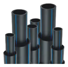 Black HDPE pipes with blue line